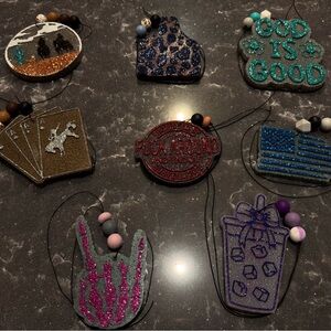 Colorful Beaded Key & Card Holder Set